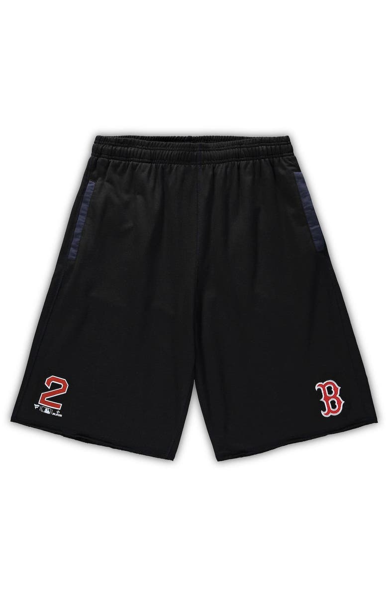 PROFILE Men's Xander Bogaerts Black/Navy Boston Red Sox Big & Tall Stitched Double-Knit Shorts, Main, color,