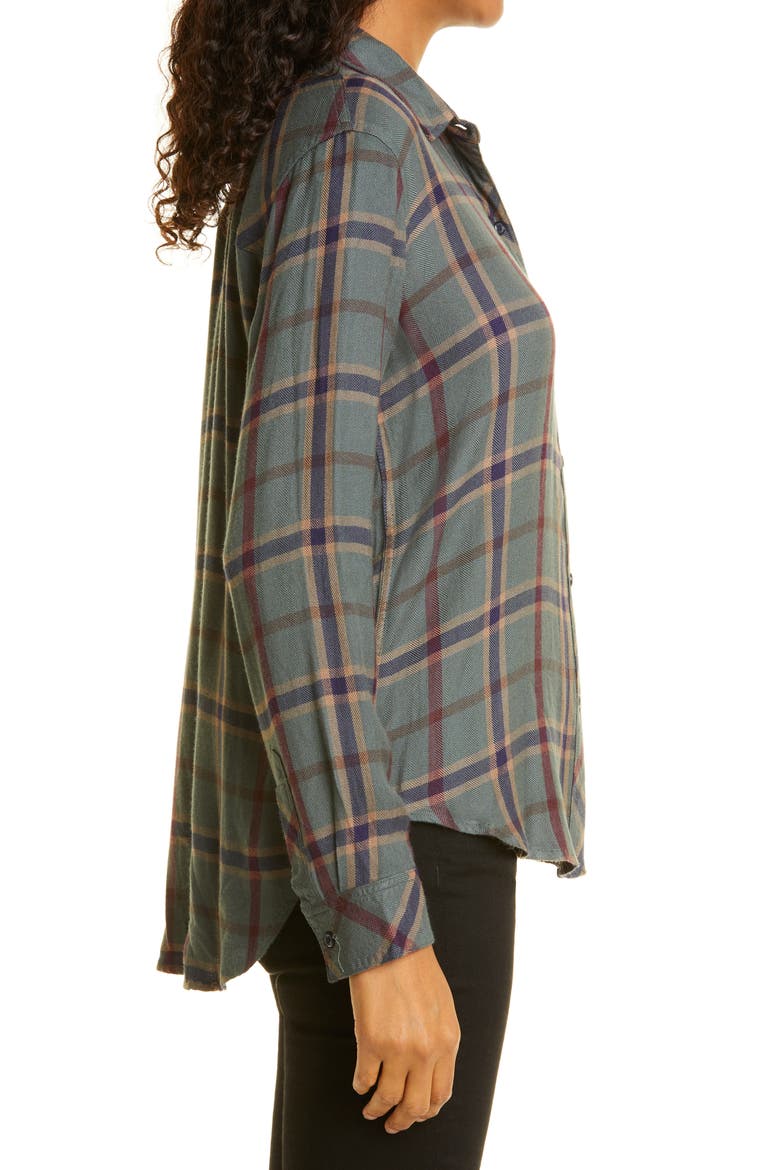 Hunter Plaid Button-Up Shirt, Alternate, color, PINE MERLOT NAVY