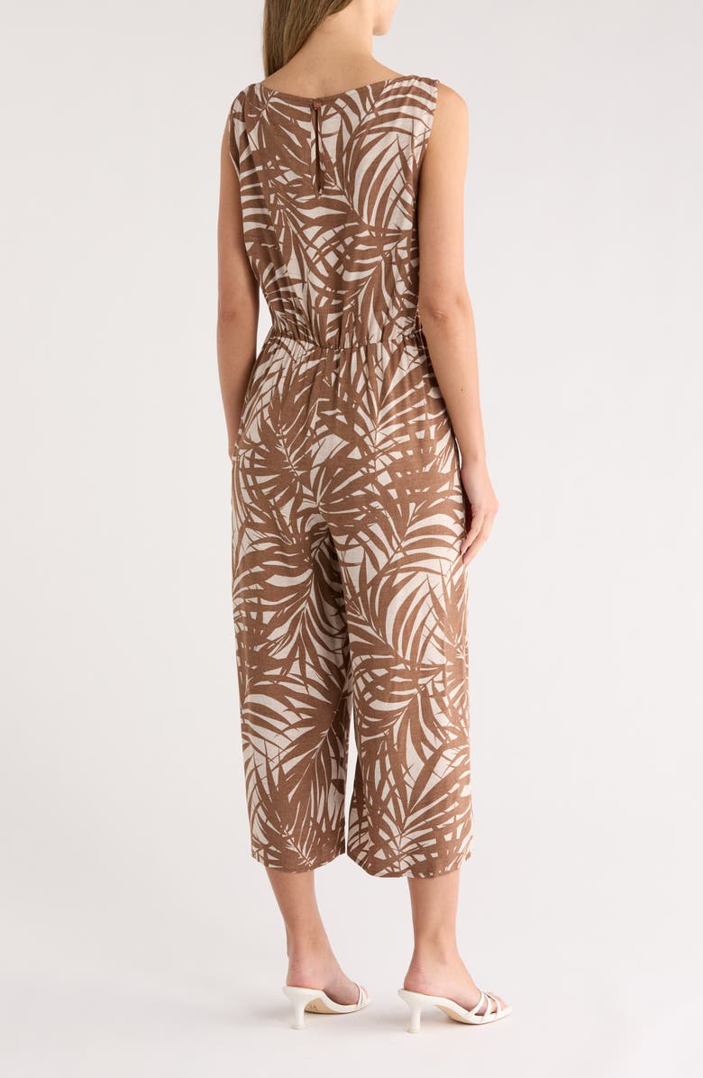 Connected Apparel Tie Waist Jumpsuit, Alternate, color, Mocha
