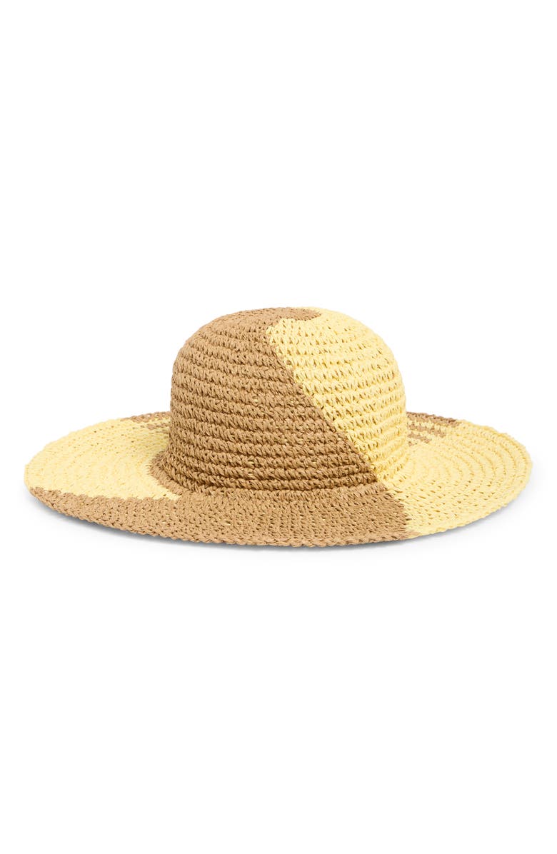 Steve Madden Geo Woven Raffia Floppy Hat, Alternate, color, 