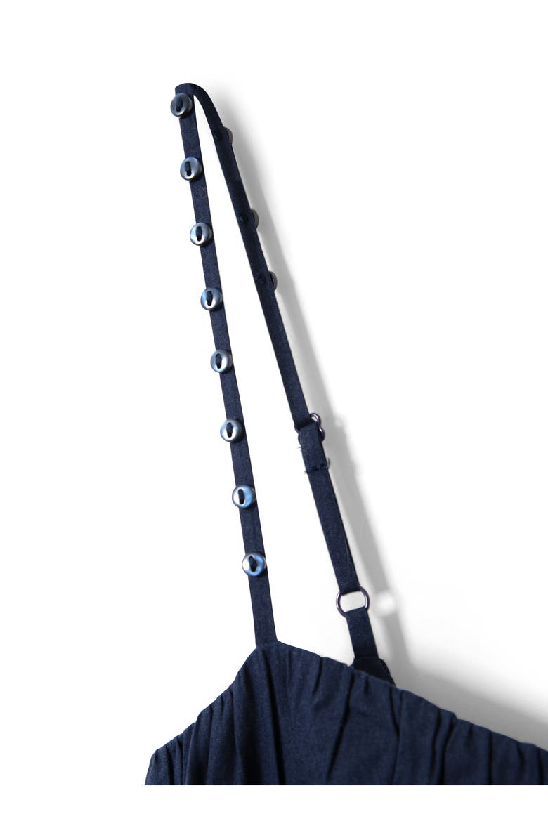 Damson Madder Juno Ruffle Midi Dress & Sheer Scarf, Alternate, color, Navy