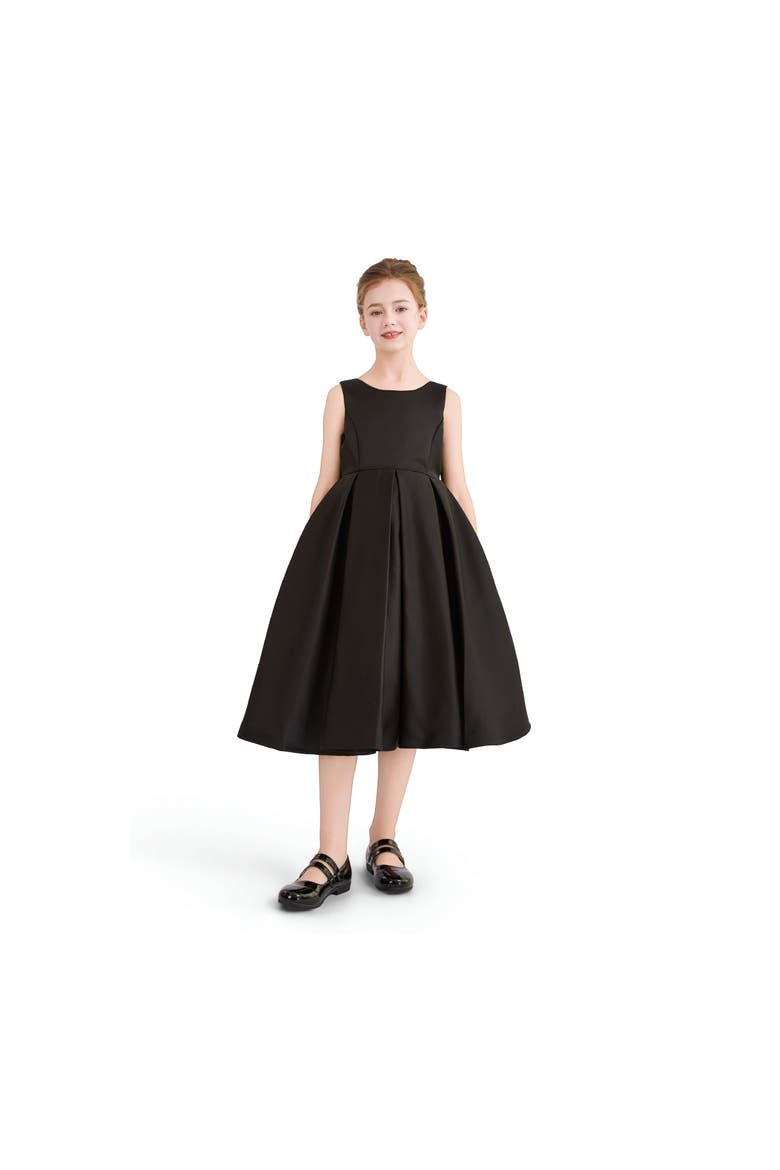 Satin Bow-Back Dress, Alternate, color, Black