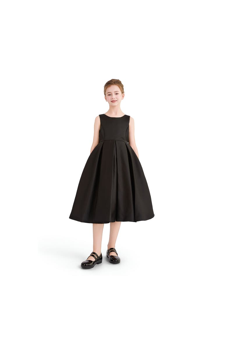 Tulleen Satin Bow-Back Dress, Alternate, color, Black