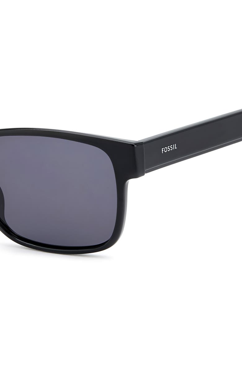 Fossil 58mm Rectangular Sunglasses, Alternate, color, Black/ Grey
