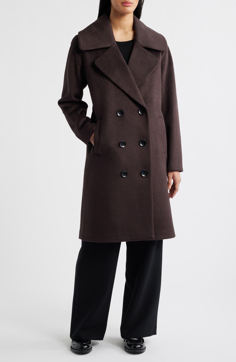 Bernardo Double Breasted Knit Coat, Main, color, Seal Brown
