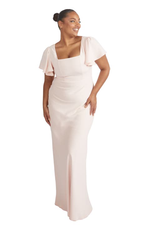 Square Neck Crepe Bridesmaid Dress