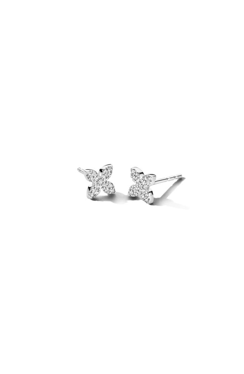 DPT Antwerp Little Flower Earrings, Main, color, White Rhodium