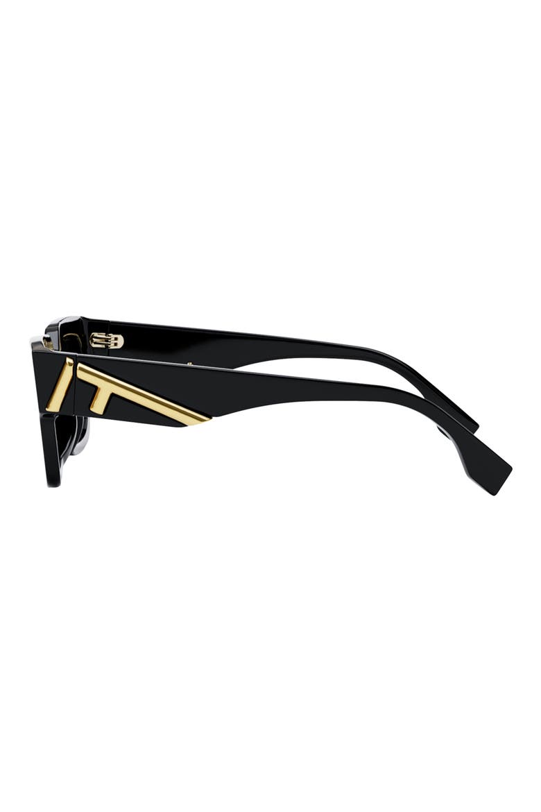 'Fendi First 63mm Rectangular Sunglasses, Alternate, color, SHINY BLACK / GRADIENT SMOKE