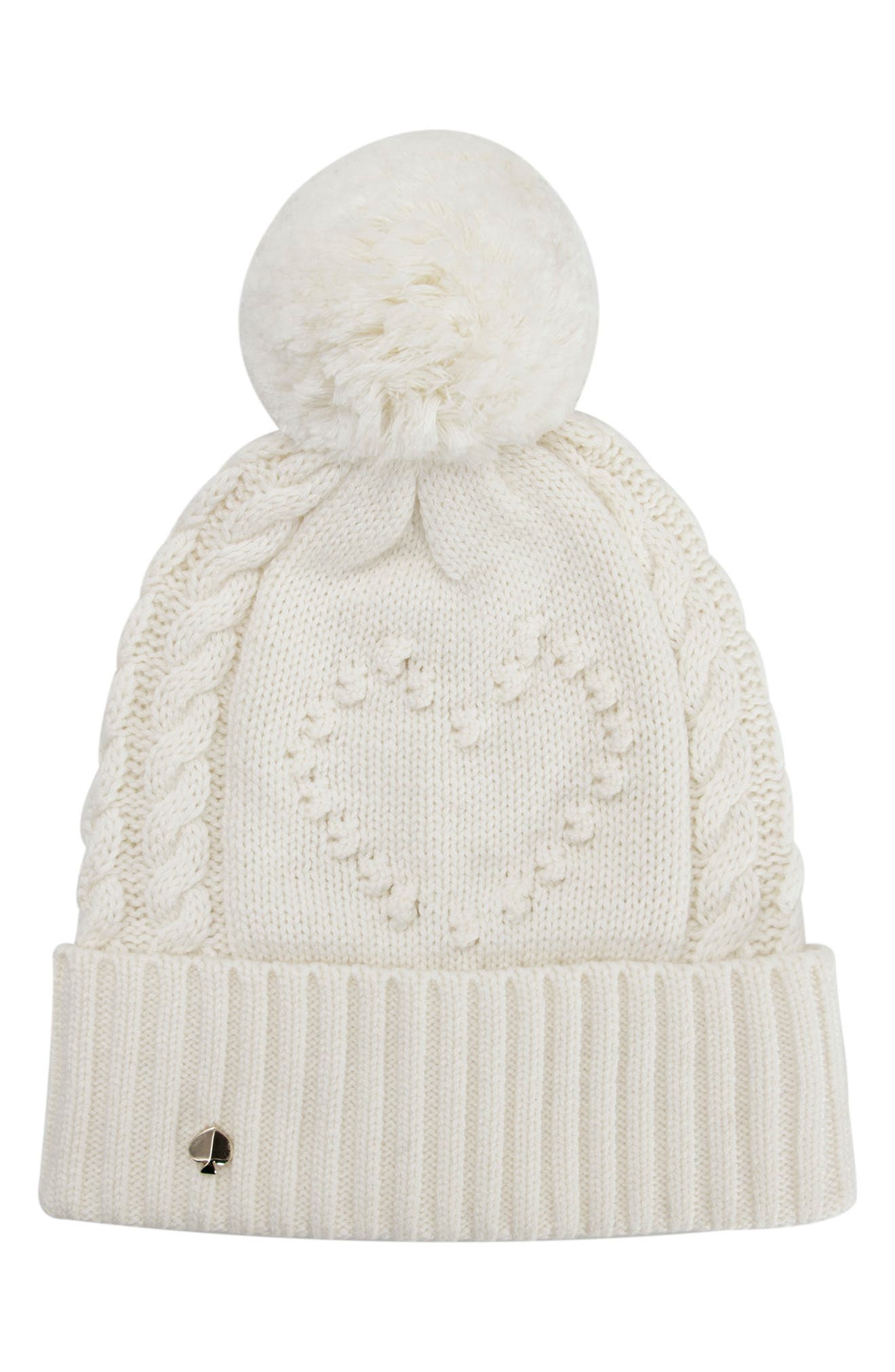 Kate Spade New York heart bobble beanie