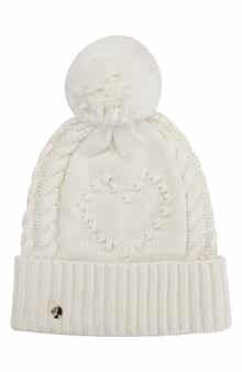 Kate Spade New York heart bobble beanie