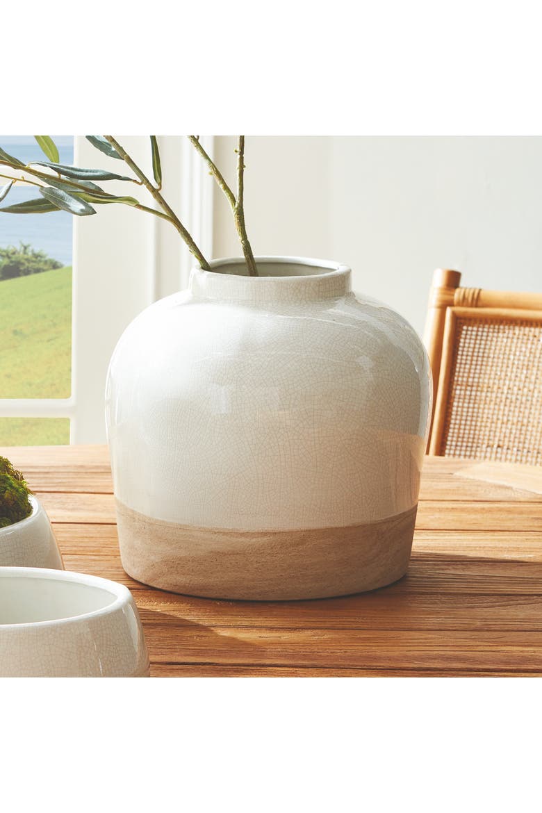 Leona Wide Vase, Alternate, color, Beige