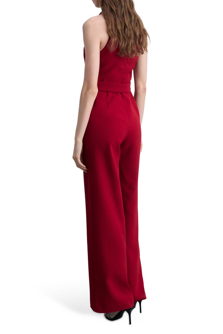 Cross Neck Belted Jumpsuit, Alternate, color, WINE
