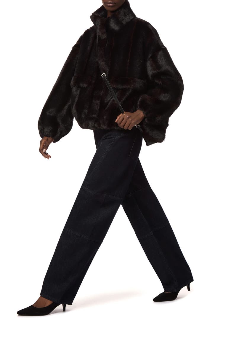 Iris Shaved Faux Mink Bomber Jacket, Alternate, color, NOIR MULTI