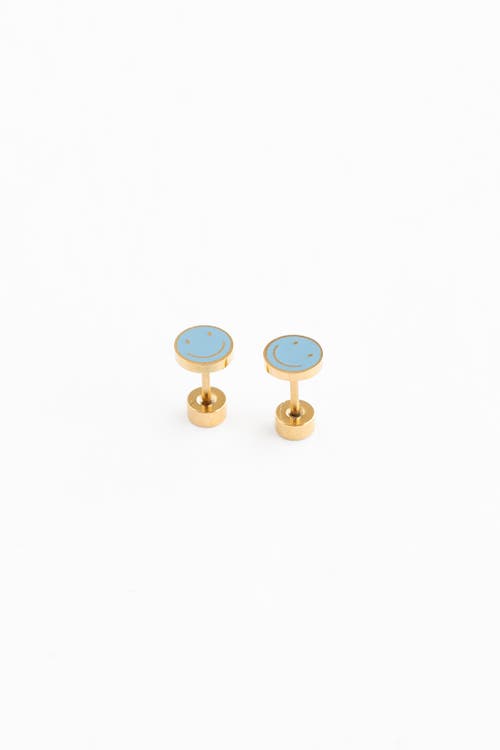 Pip Pop Smile Stud Earrings In Gold