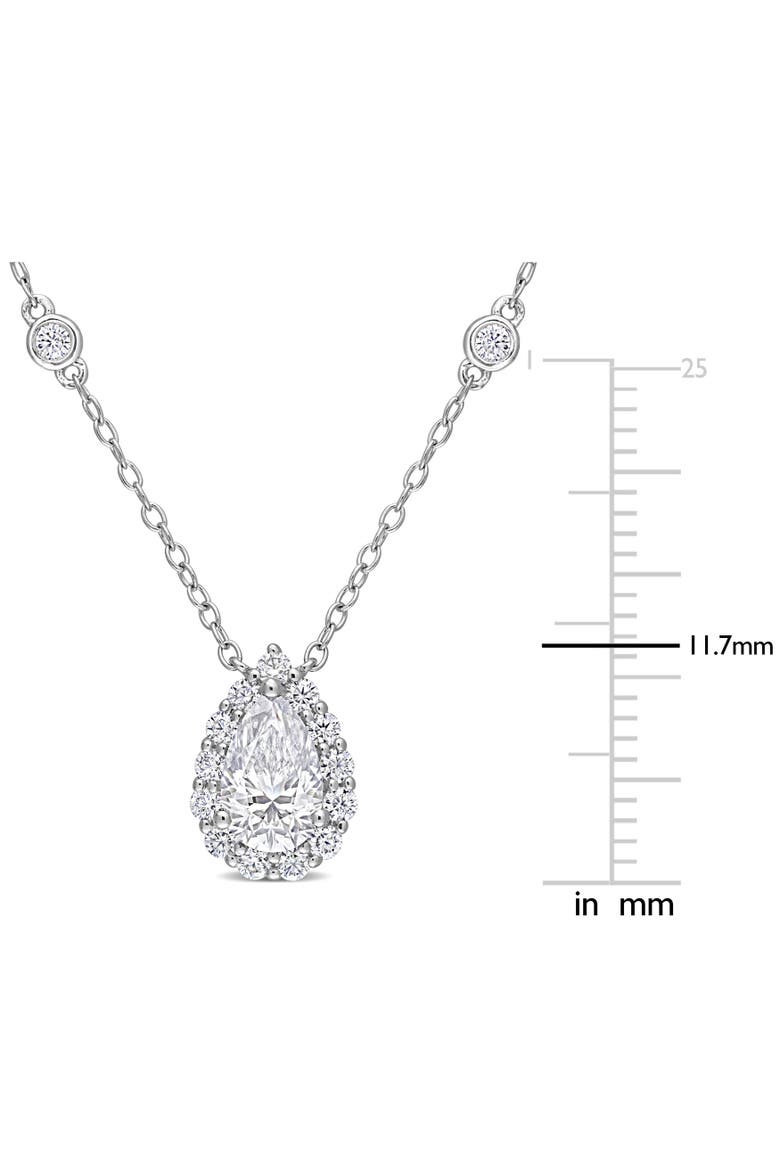 Moissanite Halo Pear Necklace, Alternate, color, Sterling Silver