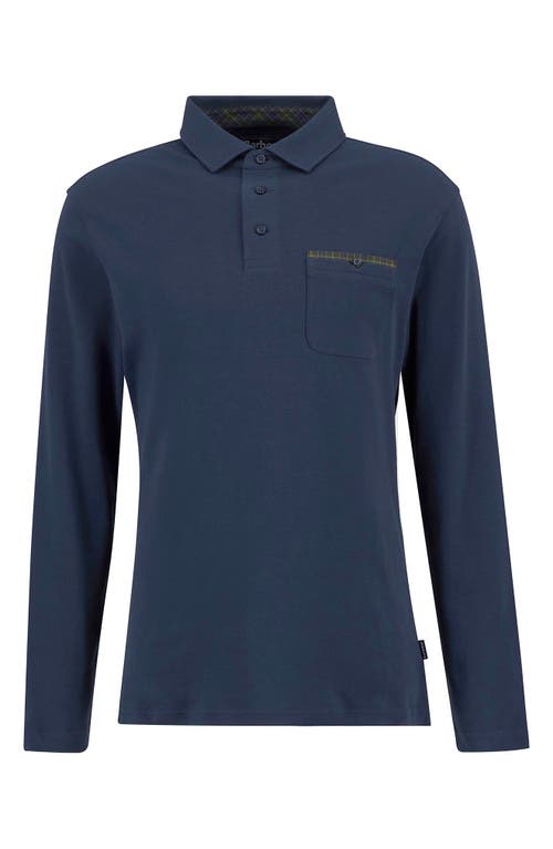 Barbour Long Sleeve Cornpatch Polo Shirt In Blue