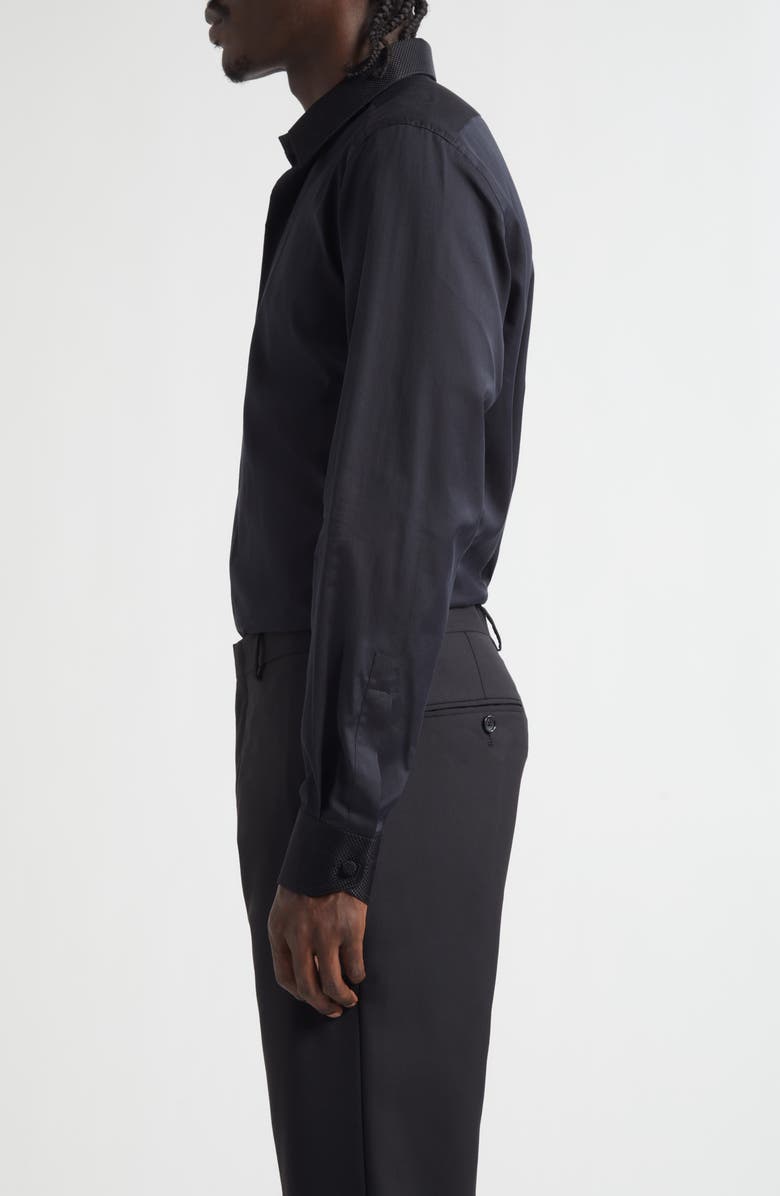 TOM FORD Classic Fit Cotton & Silk Serge Button-Up Shirt, Alternate, color, Naa Black