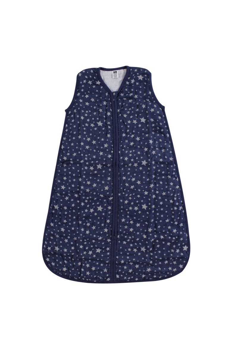 Muslin Cotton Sleeveless Wearable Sleeping Bag, Sack & Blanket, Main, color, Gray Navy Star