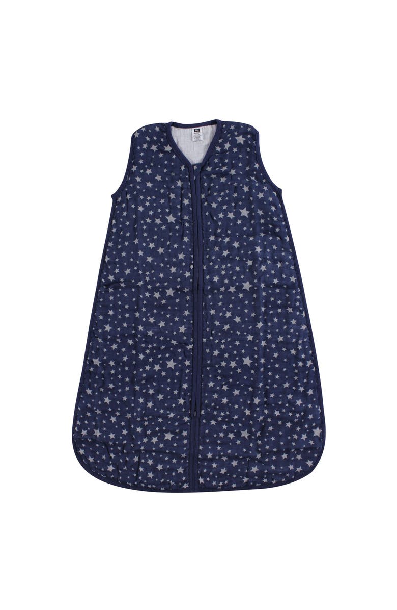 Hudson Baby Muslin Cotton Sleeveless Wearable Sleeping Bag, Sack & Blanket, Main, color, Gray Navy Star
