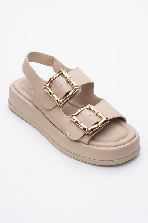 Prologue Shoes Slope Double Strap Sandal in Beige Faux Leather at Nordstrom, Size 6