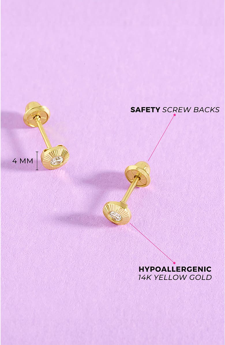 In Season Jewelry 14k Radiant Setting Cubic Zirconia Earrings, Alternate, color, Gold