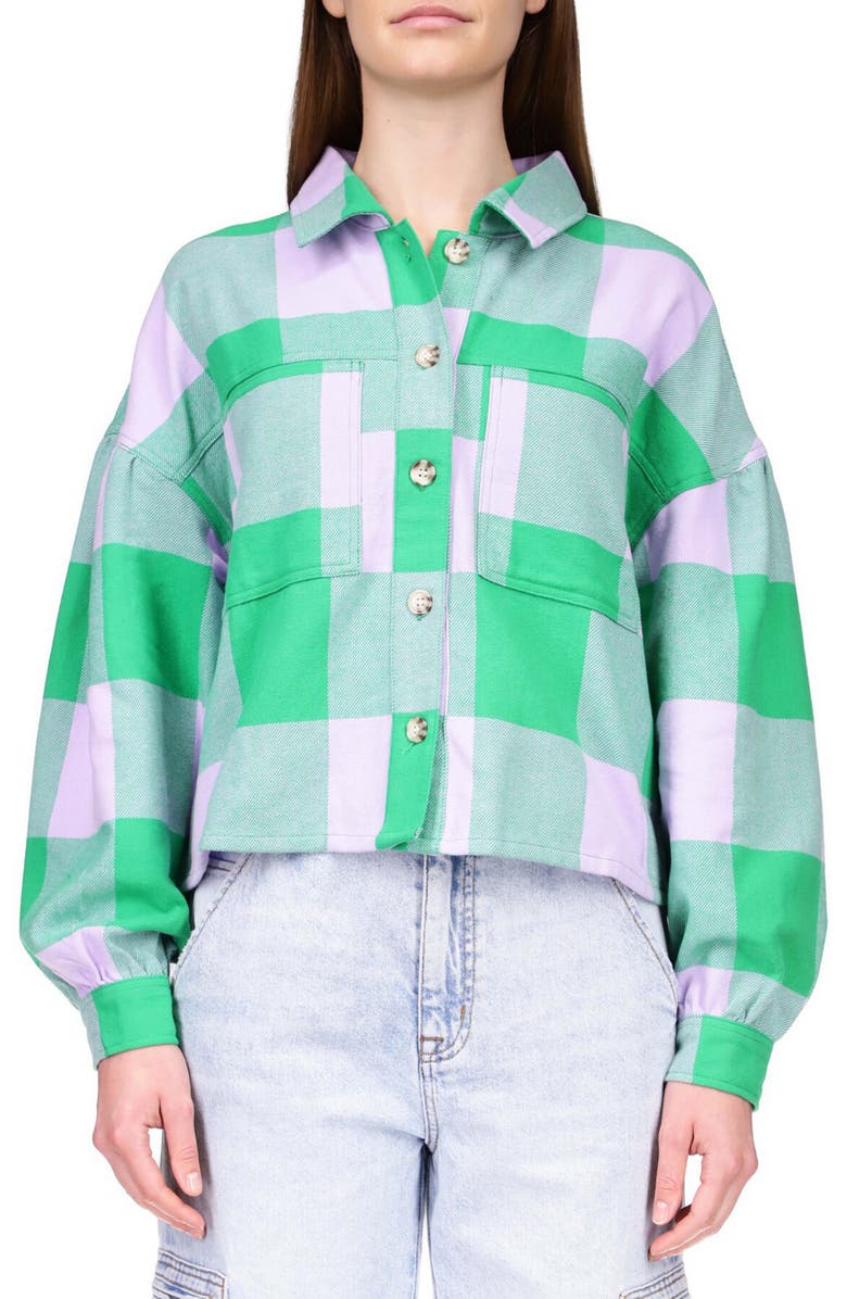 Sanctuary Plaid Patch Pocket Button-Up Short, Main, color, 