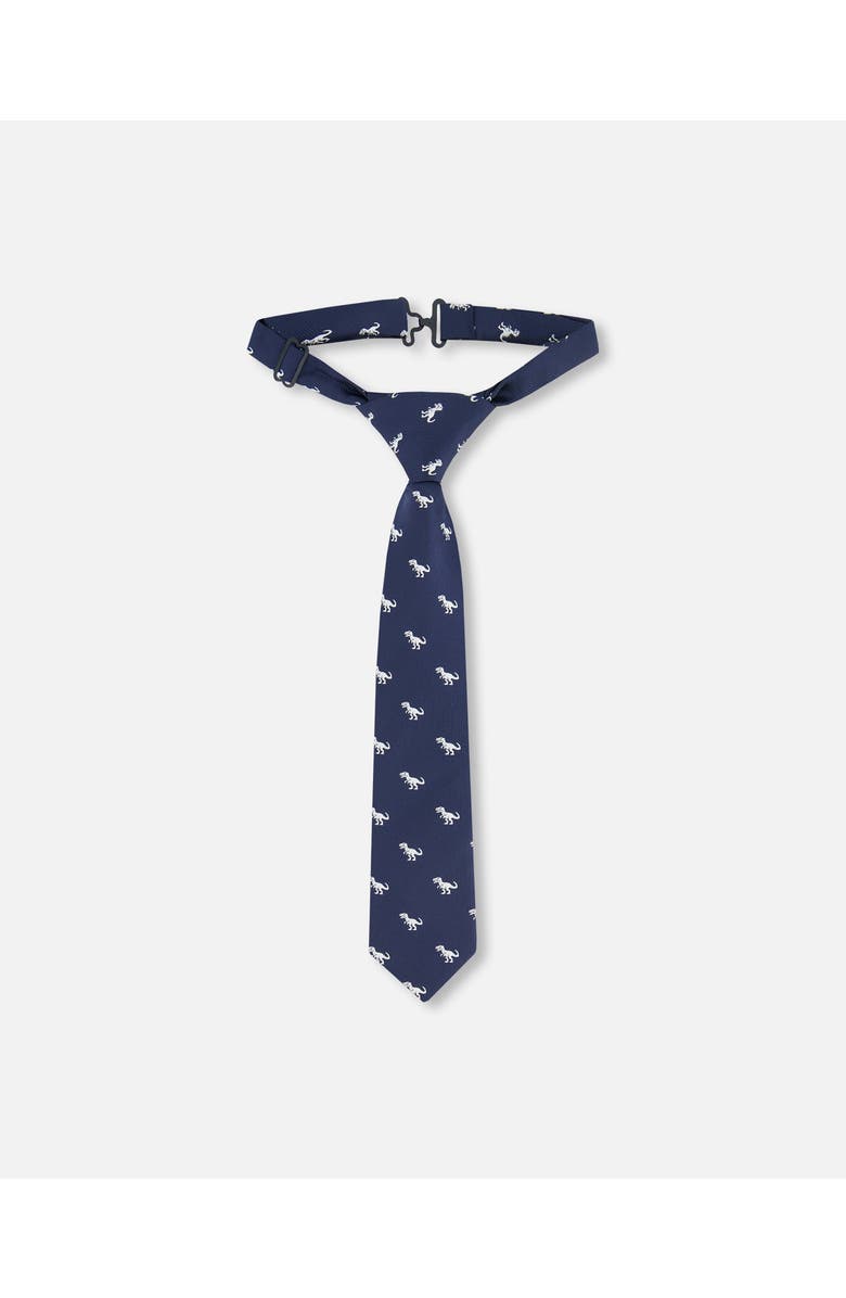 Deux par Deux Dino Neck Tie, Main, color, Blue Dino Print