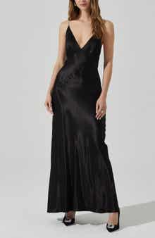 ASTR the Label Maxime Pearly Cross Back Satin Gown