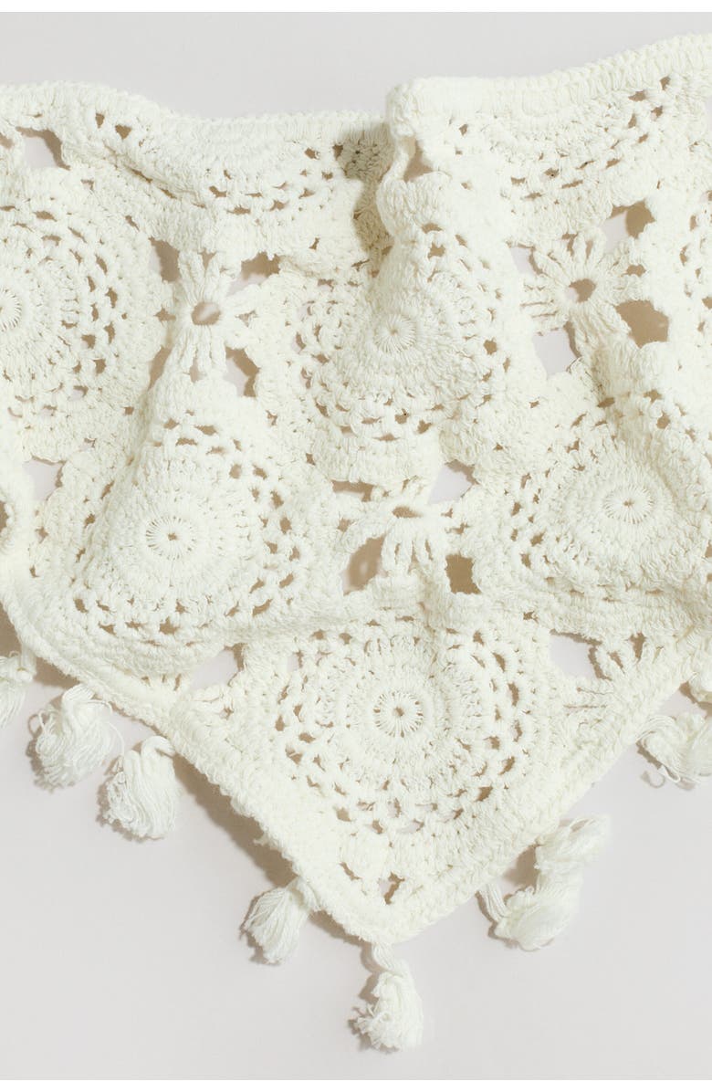 H&M Crochet-look Head Scarf, Alternate, color, Cream