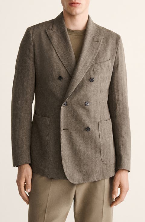 Slim Fit Linen Blend Suit Jacket