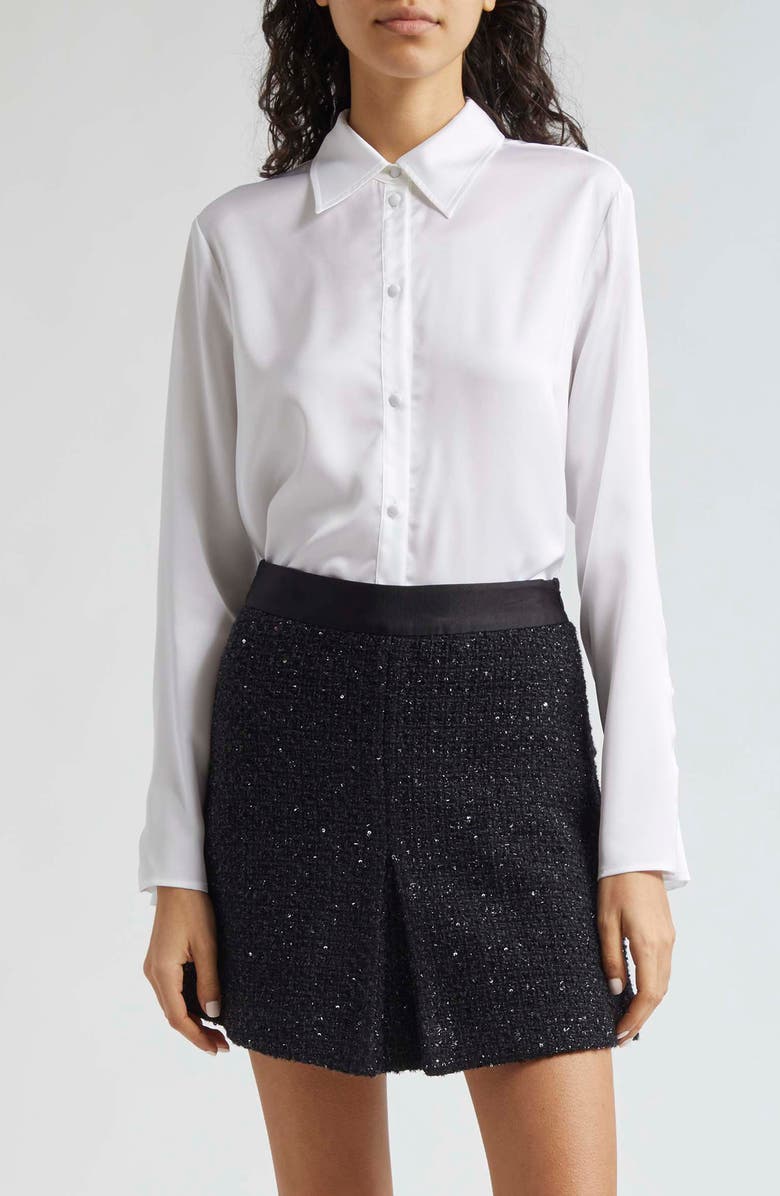 Emporio Armani Back Button Satin Shirt, Main, color, Off White