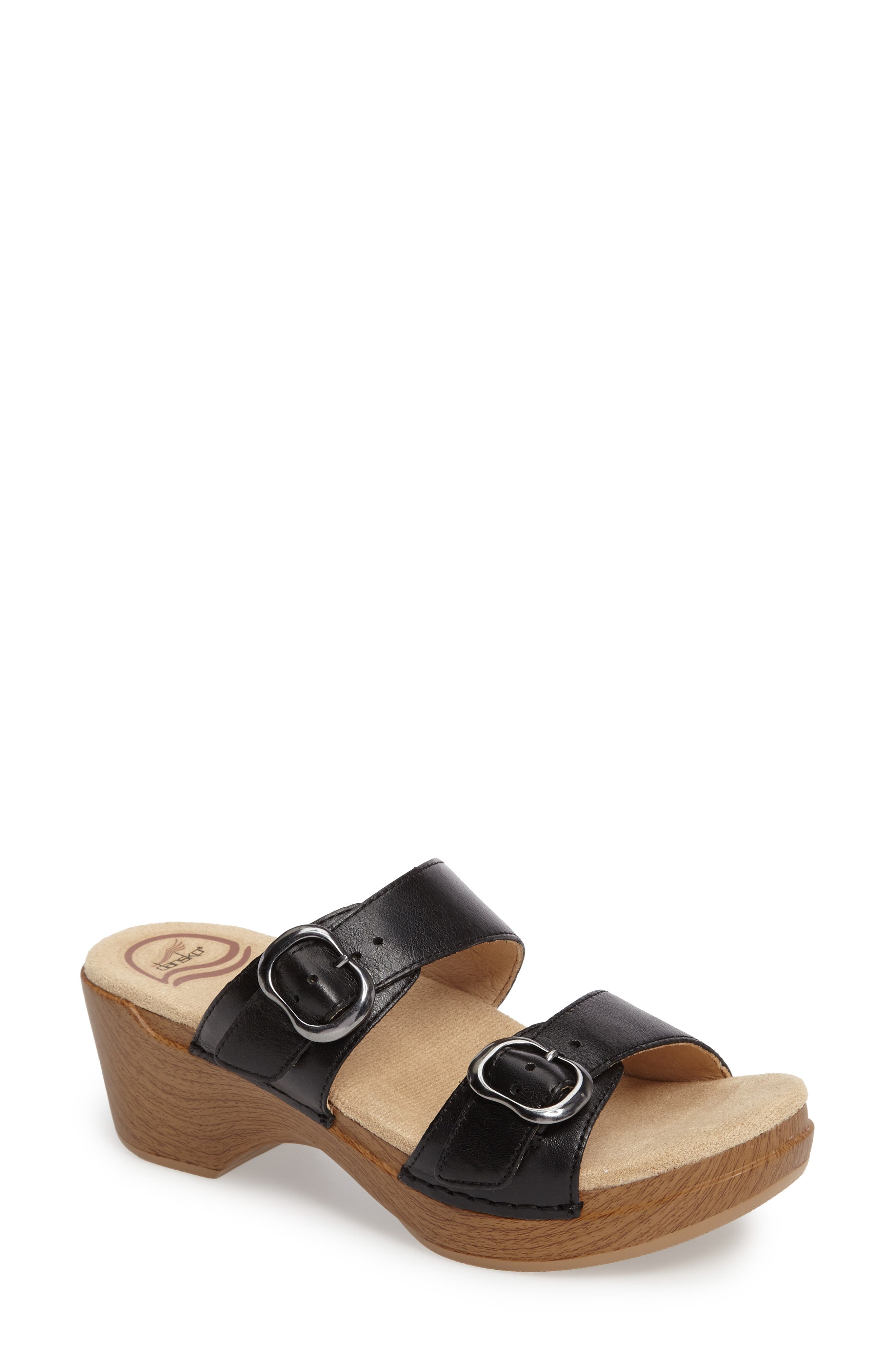 Sophie Slide Sandal, Main, color, BLACK FULL GRAIN LEATHER
