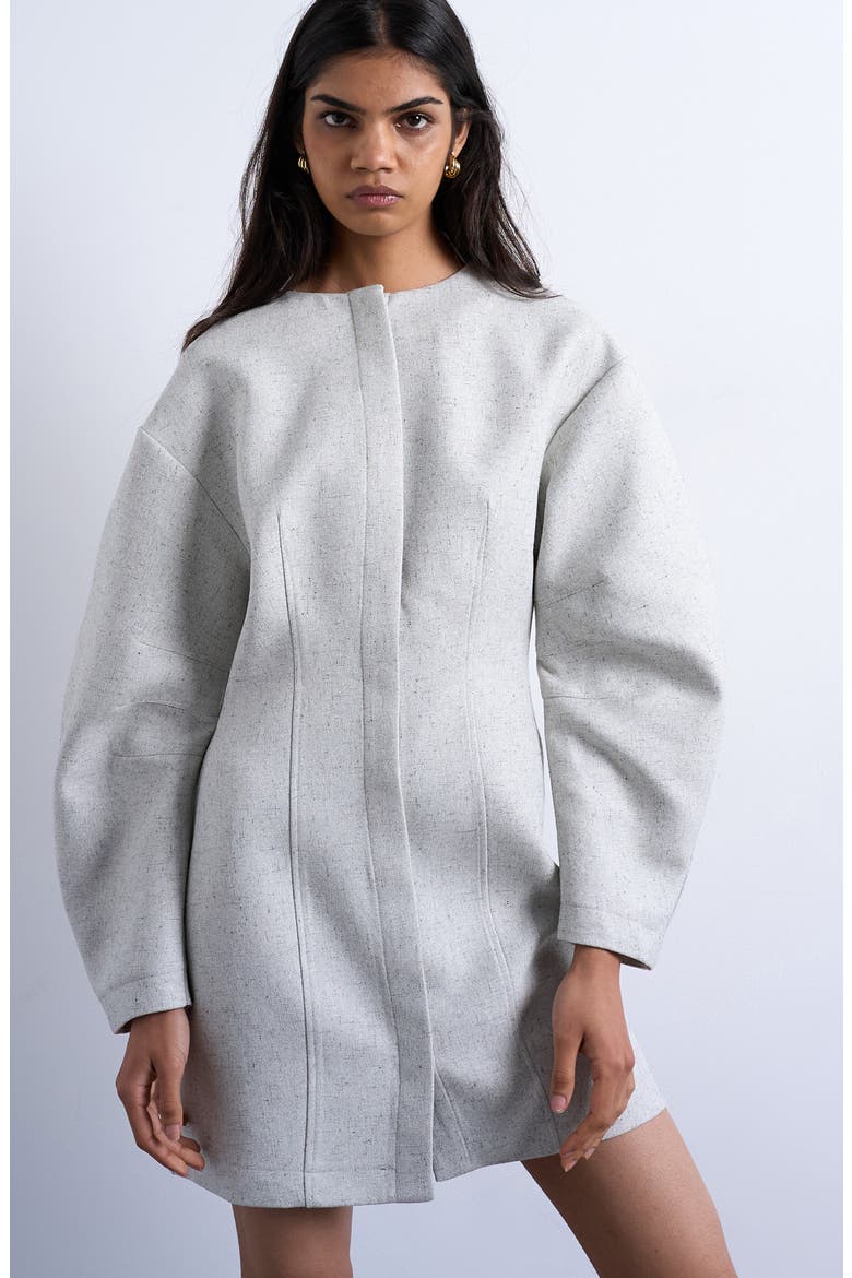 Structured Cocoon Long Sleeve Minidress, Alternate, color, GREY