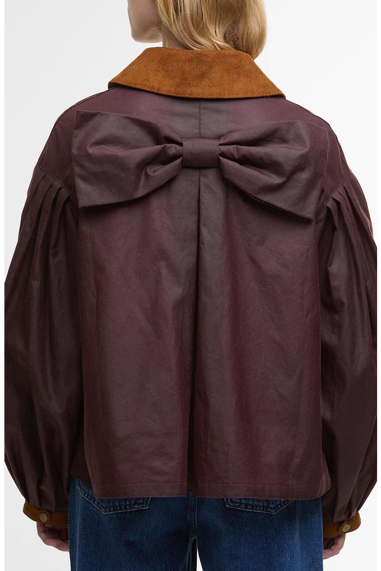 x FARM Rio Thais Waxed Cotton Jacket, Alternate, color, BORDEAUX/CREAM HEART