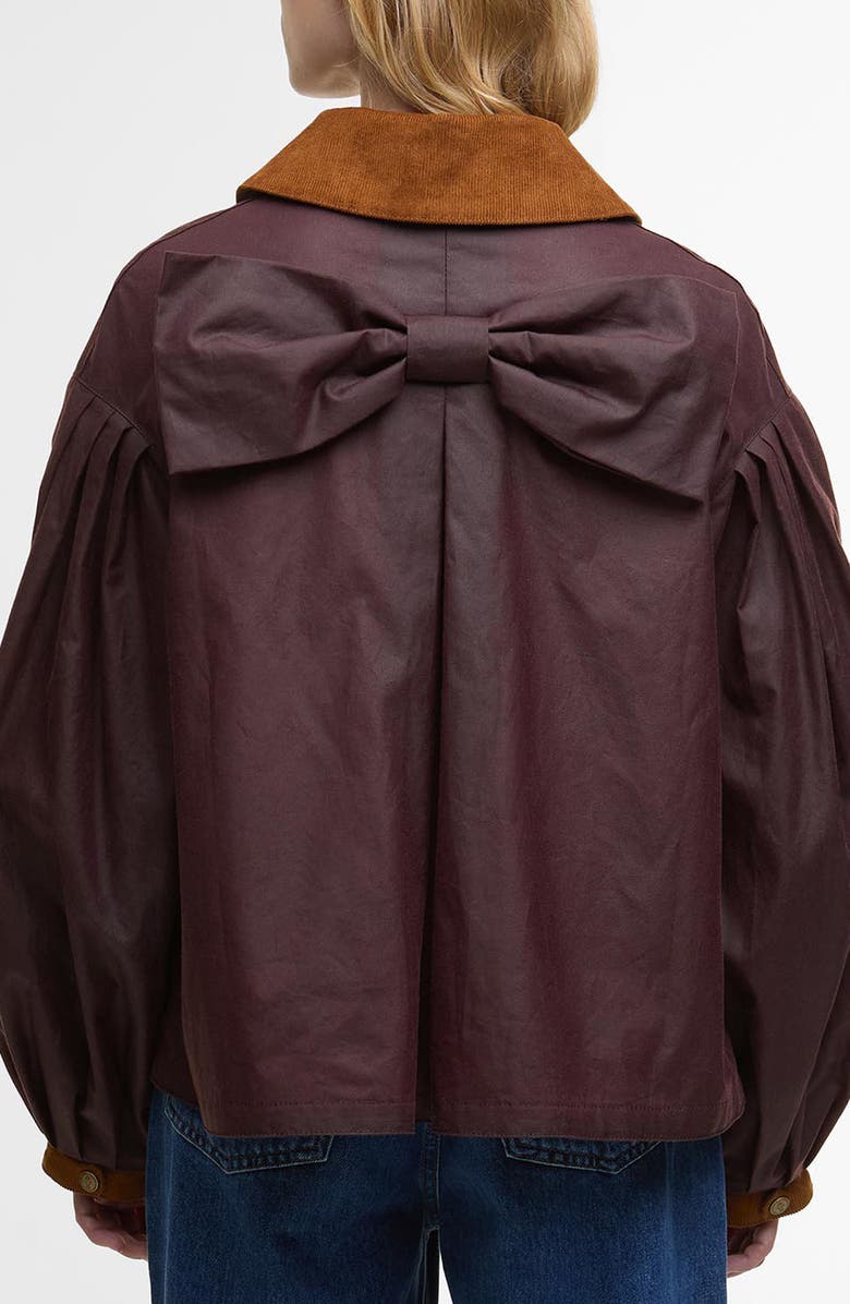 Barbour x FARM Rio Thais Waxed Cotton Jacket, Alternate, color, Bordeaux