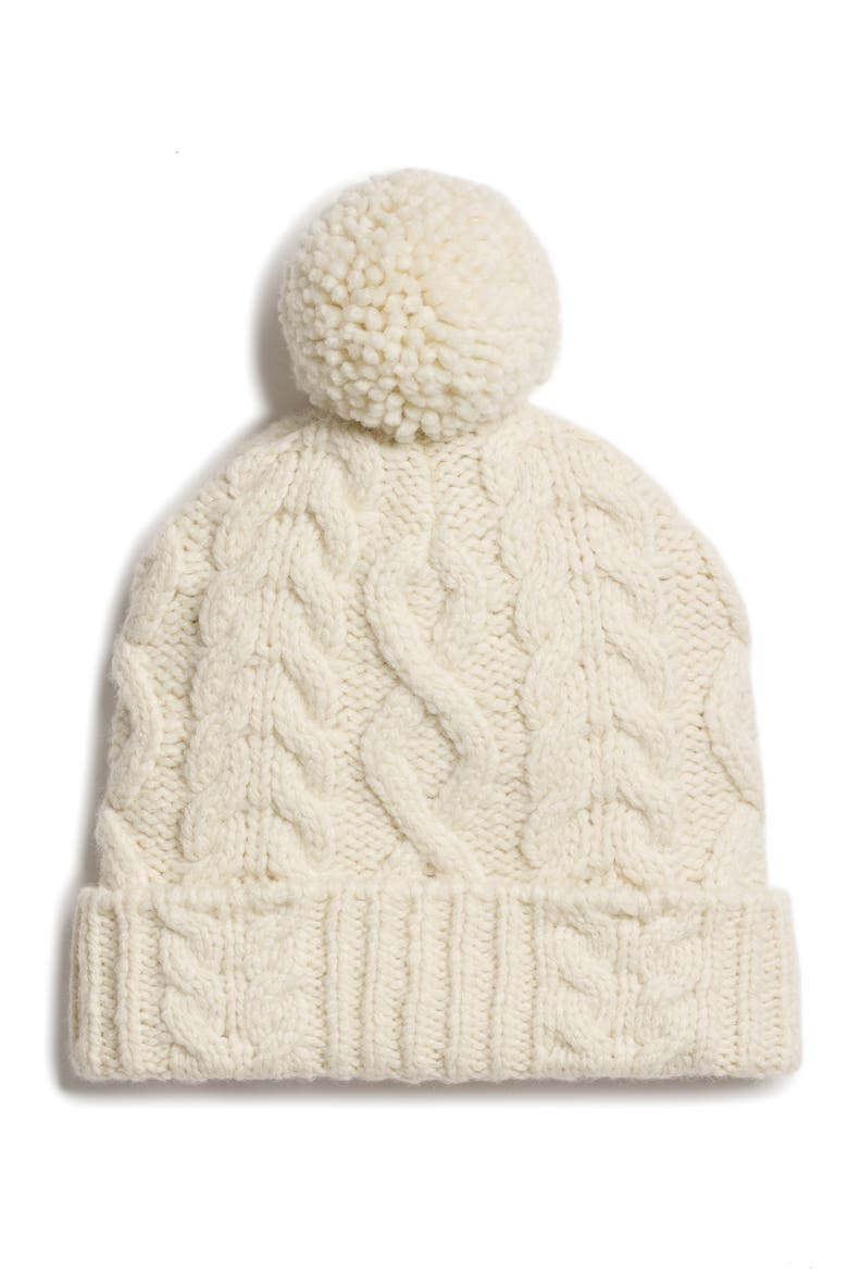 Ariel Pom Wool Blend Beanie, Main, color, IVORY