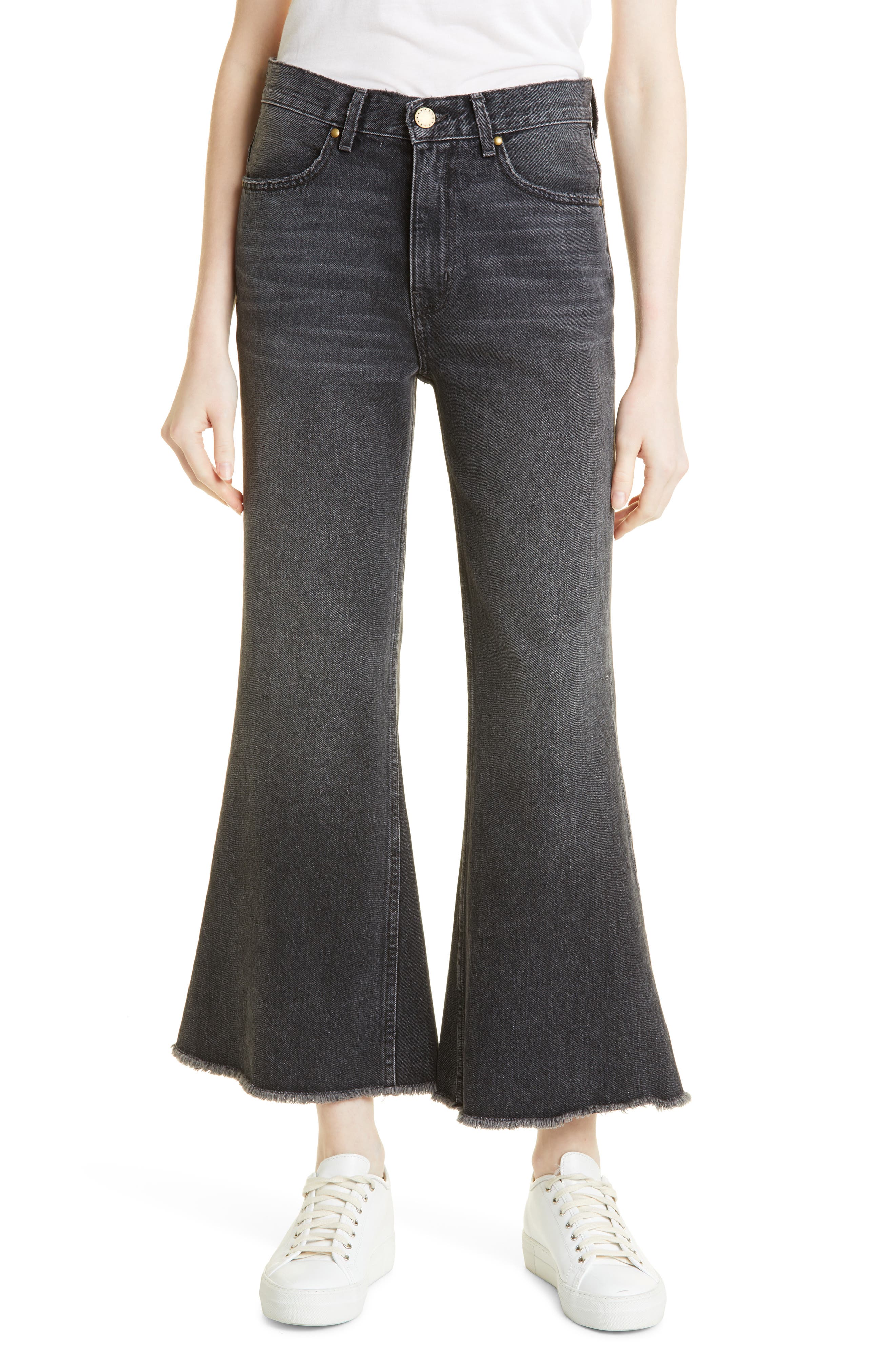 THE GREAT. The Great The Kick Bell Raw Hem Crop Nonstretch Jeans