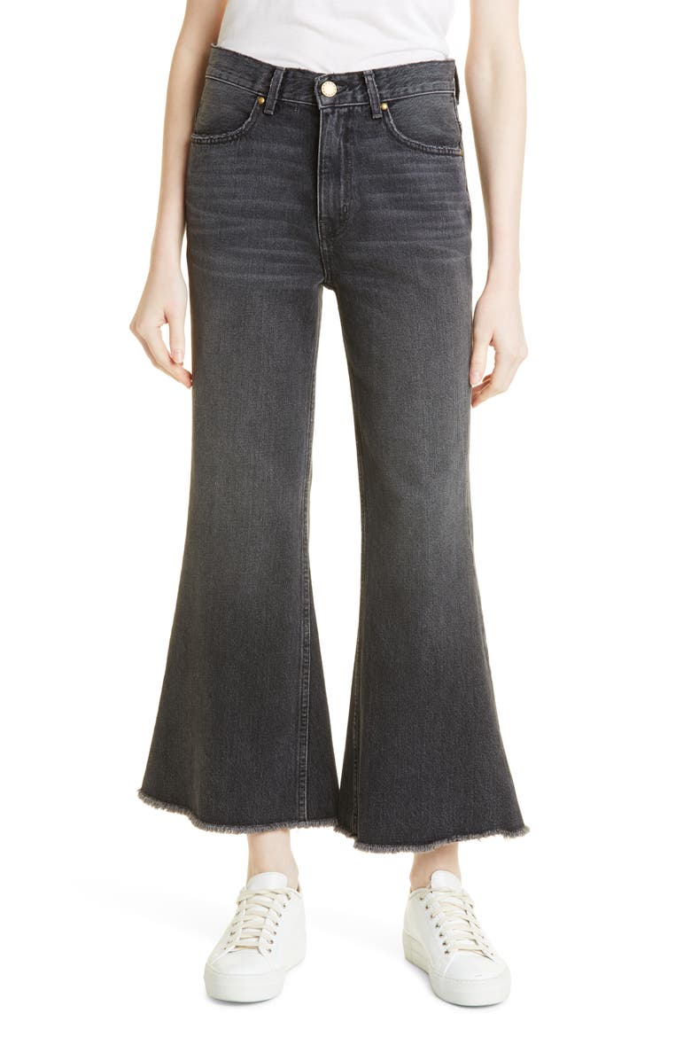The Great The Kick Bell Raw Hem Crop Nonstretch Jeans, Main, color, ONYX WASH