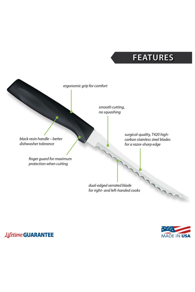 Cutlery 5-Inch Tomato Slicer Serrated Stainless Blade Anthem Wave Handle, Alternate, color, Black