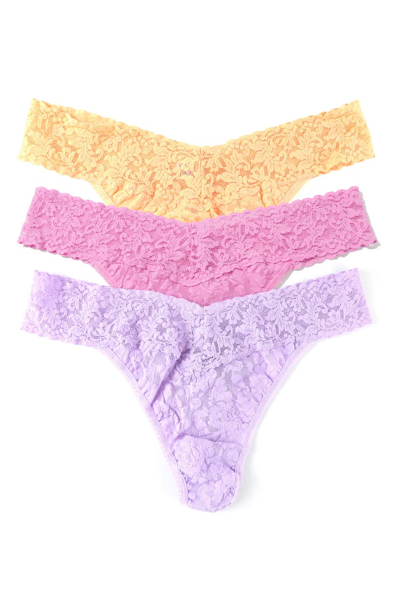 Hanky Panky Assorted 3-Pack Lace Original Rise Thongs, Main, color, Adcw