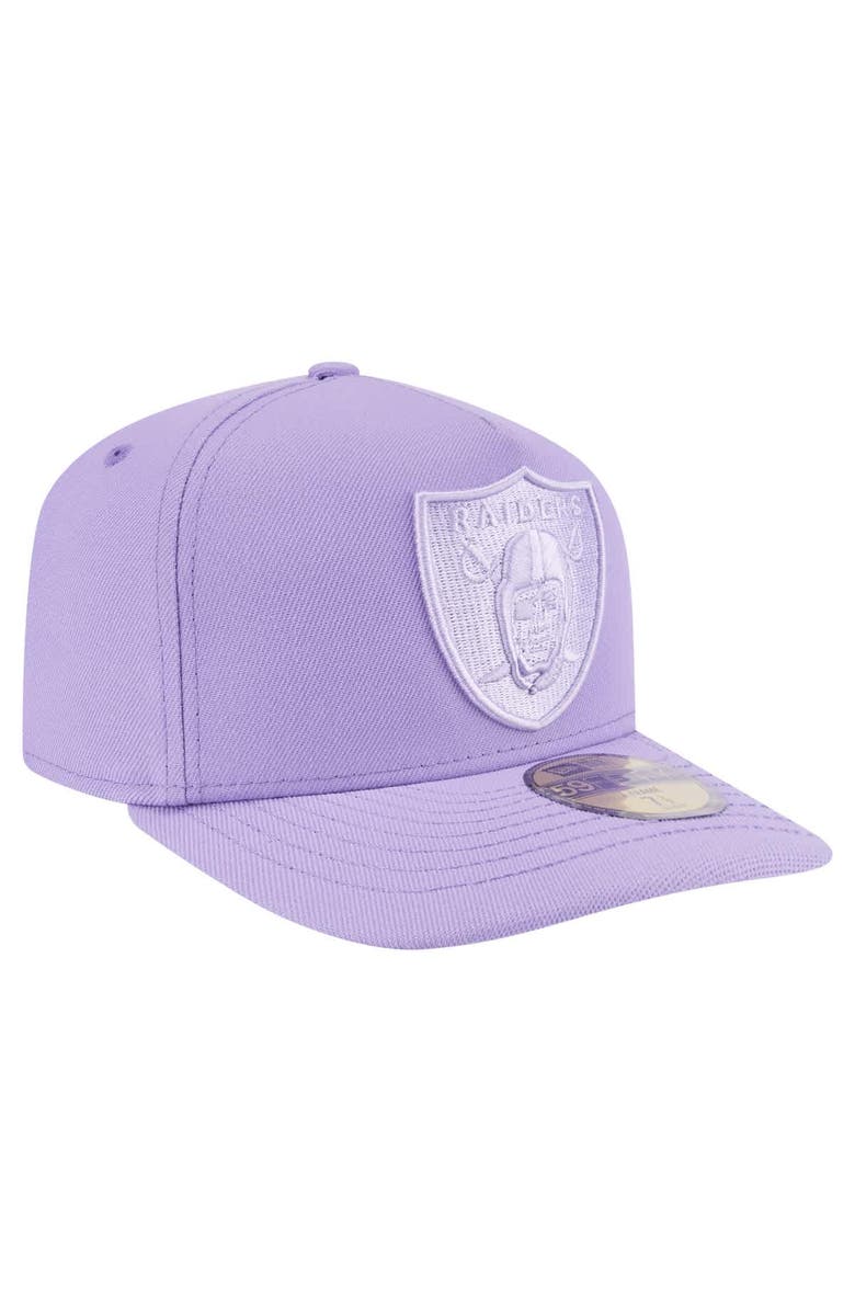 New Era Men's New Era Light Purple Las Vegas Raiders Color Pack A-Frame 59FIFTY Fitted Hat, Alternate, color,