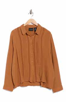 Forgotten Grace Pintuck Cotton Button-Up Shirt