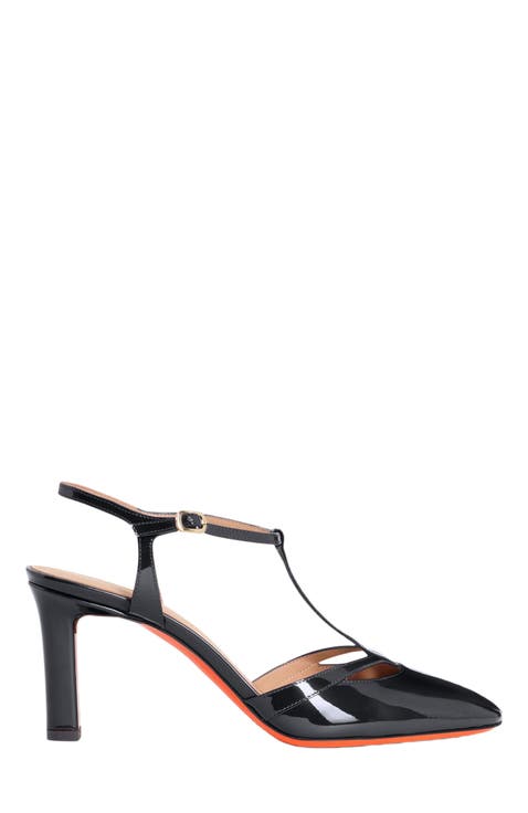 Women's  patent leather high-heel T-bar pump