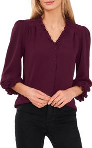 CeCe Ruffle V-Neck Blouse