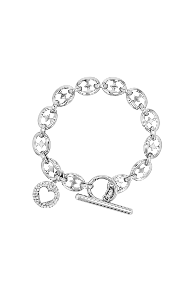 Sheryl Lowe Heart Charm on Puffy Heart Mariner Link, Alternate, color, Sterling Silver