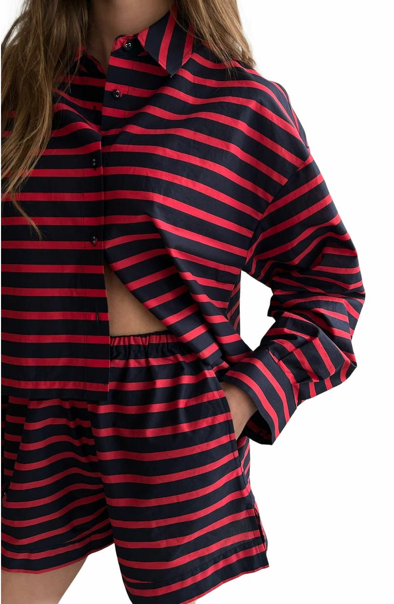 WeWoreWhat Pull On Beach Short, Alternate, color, Tr Red/Dk Navy