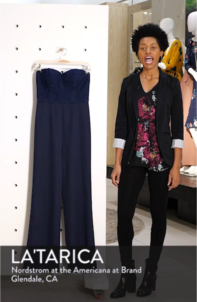 Naomi Embroidered Bodice Strapless Jumpsuit, sales video thumbnail