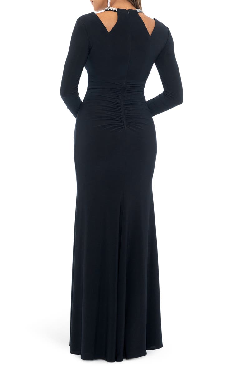 Xscape Evenings Crystal Trim Long Sleeve Gown, Alternate, color, 