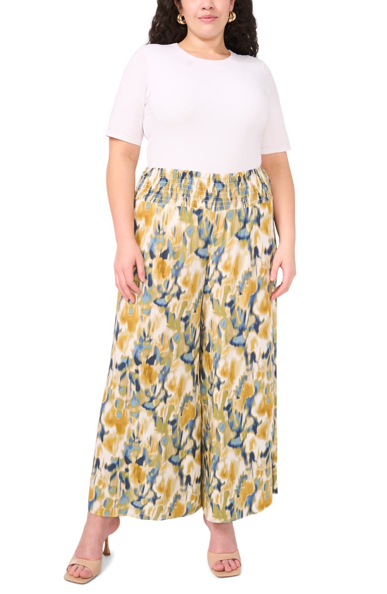 Vince Camuto Wide Leg Challis Pants, Alternate, color, Windsor Moss Watercolor
