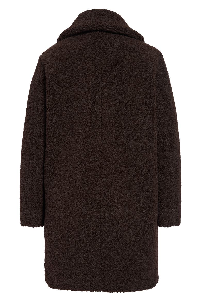 Notch Collar Curly Faux Shearling Coat, Alternate, color, CHOCOLATE